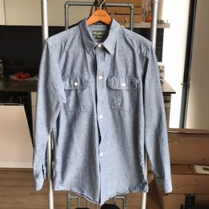 Mens Eddie Bauer Cotton Chambray Button Down Shirt